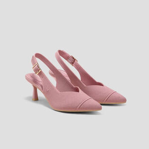 Pointed Slingback Kitten Heel Sandals in Dusty Pink